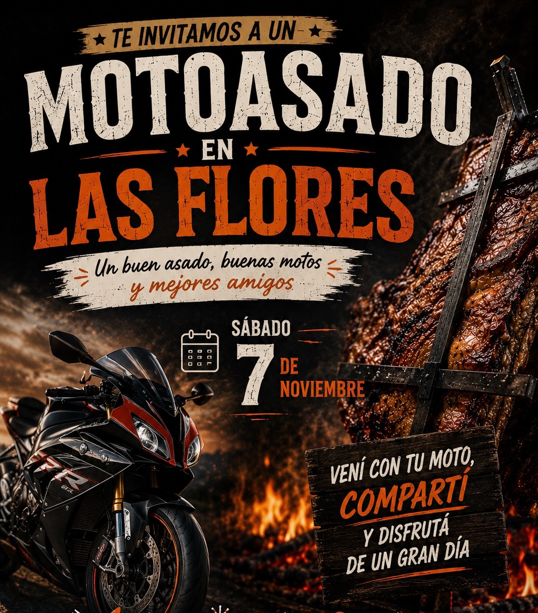 Flyer de Motoasado en Las Flores, por Motoasados