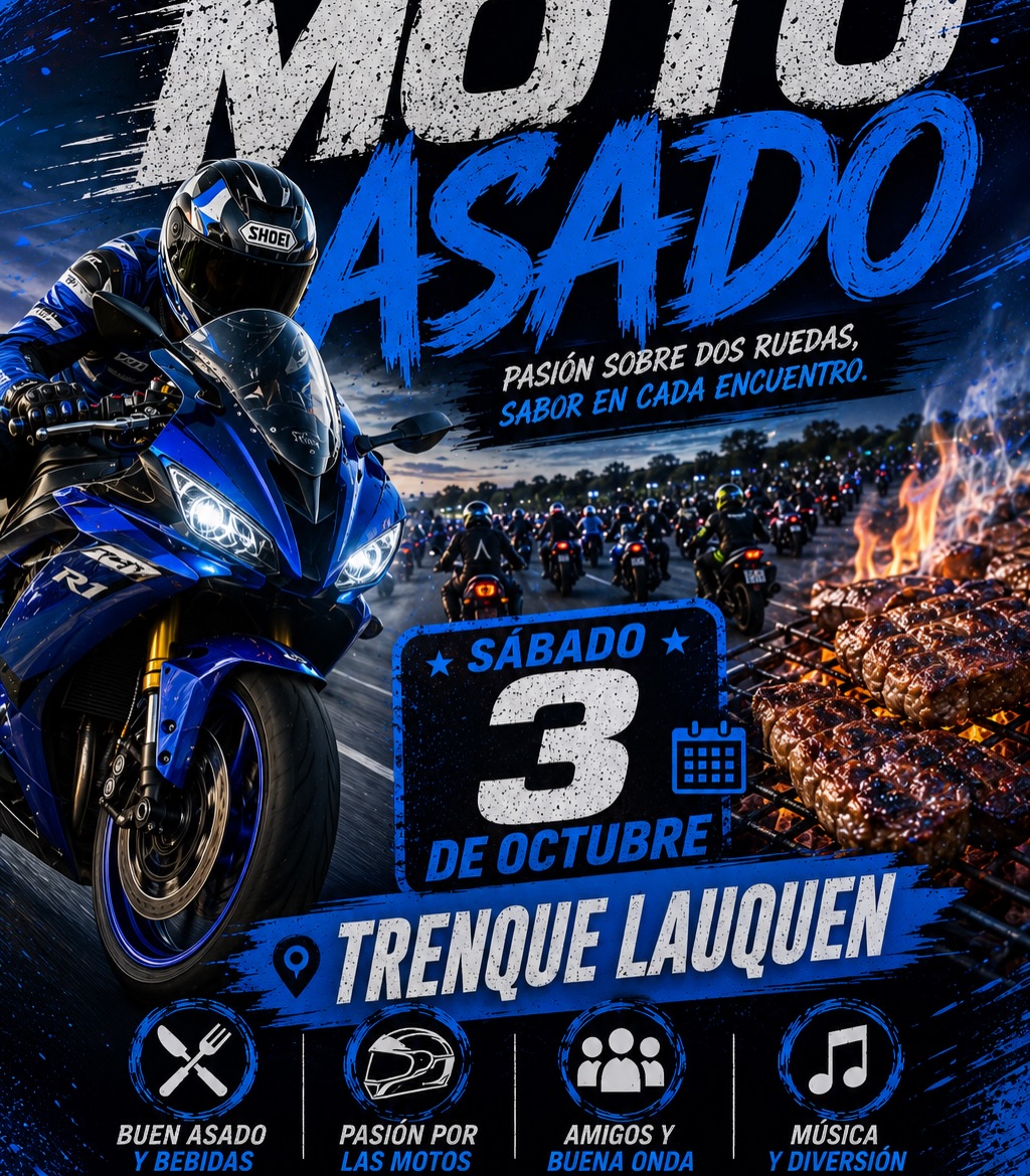 Flyer de Motoasado de Trenque Lauquen, por Motoasados